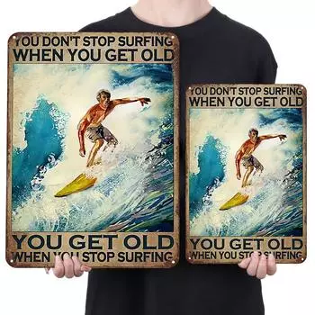 Металлический серфинг жестяная вывеска прямоугольная железная картина настенная декор для домашнего бара 30x40 см