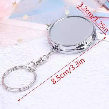 Металлический складной брелок для ключей с зеркалом, портативный компактный косметический брелок