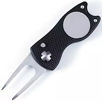 Металлический складной инструмент для ремонта дерна для гольфа с магнитным маркером мяча и выдвижной кнопкой, зеленый инструмент, аксессуары, подарок для гольфиста