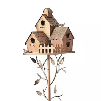 Металлический скворечник с шестом Креативные садовые украшения для скворечников на открытом воздухе из металла