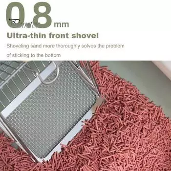 Металлический совок для кошачьего туалета, прочный совок для уборки какашек с деревянной ручкой, нескользящая лопата для просеивания какашек домашних животных для кошачьего туалета серебряный