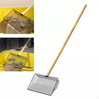 Металлический совок для кошачьего туалета с деревянной ручкой, удобная ручка, съемный инструмент для чистки курятника