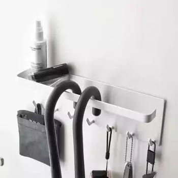 Металлический стеллаж для хранения вещей, свободное отверстие для хранения, стеллаж для хранения зонтиков, магнитный ремень, подставка для ключей белый