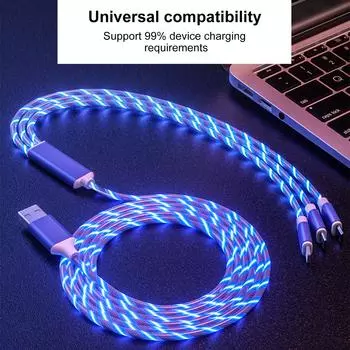 Металлический стример «один к трем» подходит для мобильного телефона Apple Android Type-C, один к трем. синий