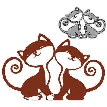 Металлический трафарет с двумя милыми кошками, тиснение, штампы для Diy, скрапбукинг, тиснение бумажных карт, ремесленный декор