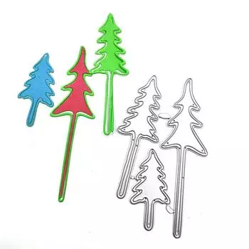 Металлический трафарет с тремя рождественскими елками, тиснение, вырубные штампы для Diy, скрапбукинг, бумажные штампы для тиснения карт, ремесленный декор серебряный