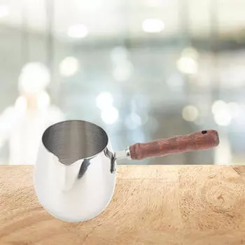 Металлический турецкий кофейник, деревянная длинная ручка, плавление масла для капучино, латте, прочный с наливом 300ml