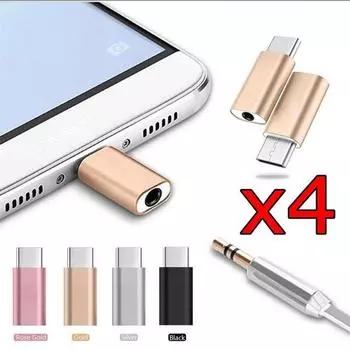 Металлический Type-C на 3,5 мм AUX разъем для наушников USB-C аудио адаптер конвертер 4PCS розового золота