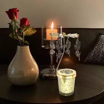 Металлический вращающийся карусельный подсвечник для чайной свечи ветряная мельница украшение стола элегантность Rota L9D4 snow-1set