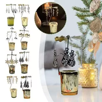 Металлический вращающийся спиннер карусельный подсвечник чайная свеча вращающаяся домашняя мельница перенос свечей V8C1 snow-1set