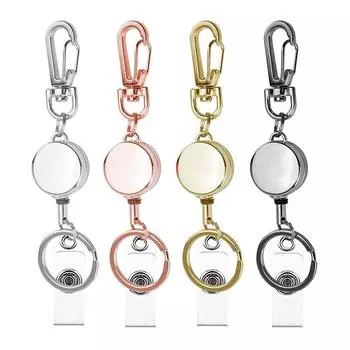 Металлический выдвижной держатель для бейджа с катушкой, держатель для удостоверения личности со шнуром, портативный карабин, брелок для ключей, канцелярские принадлежности One Size серебряный