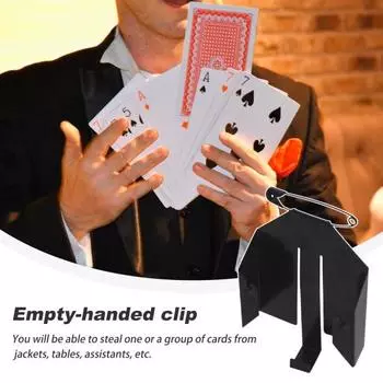 Металлический зажим для магических карт для иллюзий на сцене, держатель для покерных карт, зажим для кражи карт, прочный реквизит для трюков, инструмент для фокусов чёрный
