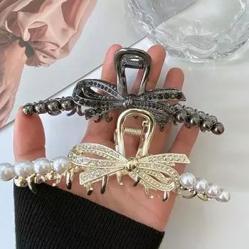 Металлический зажим с бантом для женской задней части головы, вьющихся волос, нишевого темперамента, заколка для волос, головной убор с зажимом в виде акулы