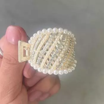 Металлический зажим в виде клешни краба для женщин и девушек, модный жемчужный головной убор, заколка-шарм, полный горный хрусталь, свадебные аксессуары для волос, ювелирные подарки China