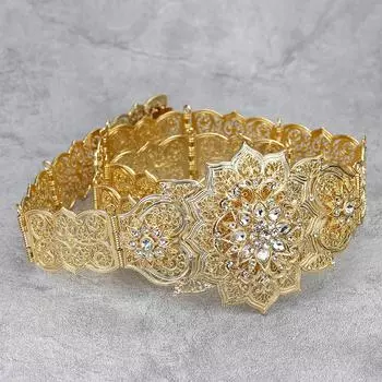 Металлический женский пояс золотого цвета, свадебная поясная цепочка с регулируемой длиной белый