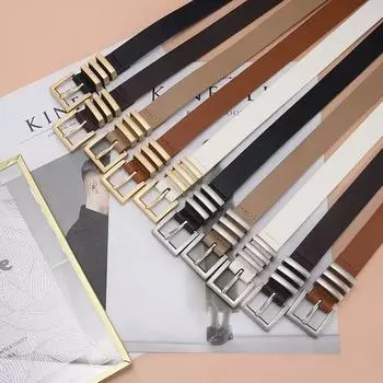 Металлический женский ремень из искусственной кожи с квадратной пряжкой и пряжкой-булавкой, черный ремень для джинсов, шикарные бренды класса люкс, модный винтажный ремень для женщин 105cm белый