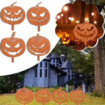Металлический злой кол на Хэллоуин, вечеринки по декорированию сада на открытом воздухе оранжевый
