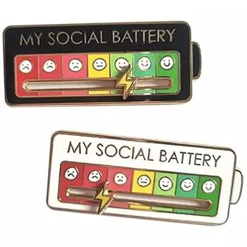 Металлический значок, женская брошь со смайликом, пряжка, брошь с настроением, социальная батарея, булавка, 7 дней в неделю, брошь с настроением lightning чёрный