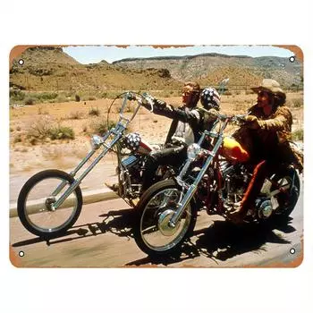 Металлический знак в стиле фильма «Беспечный ездок», винтажный декор для мотоциклов, водонепроницаемый и устойчивый к погодным условиям, для использования в помещении и на открытом воздухе чёрный