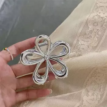 Металлический Золотой Серебряный Полый Цветок Зажим для Волос для Женщин Девушек Заколки Крабы для Волос Хвост Акулы Зажим Головной Убор Аксессуары для Прически