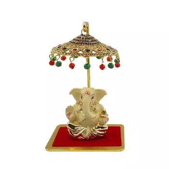 Металлический зонт Чхатра (Дизайн 14) – Подвесной хрустальный чатри для идола Бога, приборной панели автомобиля, домашнего храма, украшение для офисного стола и стола