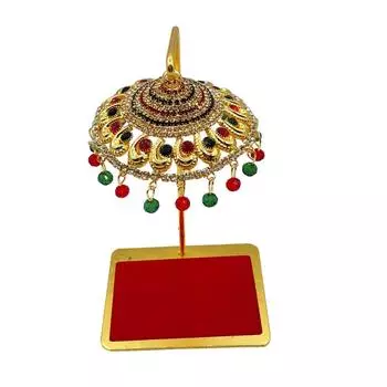 Металлический зонт Чхатра для идола Бога – Дизайн 12 | Подвесной хрустальный зонт Чхатри для приборной панели автомобиля, офисного стола, домашнего храма и украшения мурти