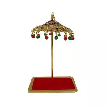 Металлический зонт Чхатра – Подвесной хрустальный Чхатри для идола Бога, приборной панели автомобиля, домашнего храма, украшение для стола и стола в офисе