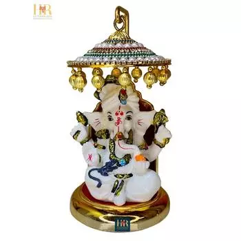 Металлический зонт Чхатра, украшенный бриллиантами, с золотыми подвесками для идола Бога, приборной панели автомобиля/офисного стола/