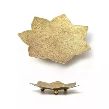 Металлическое блюдо маленькое, Латунь, Small Brass Handicraft Flower Shape Plate, John Molly Decor&Gifts