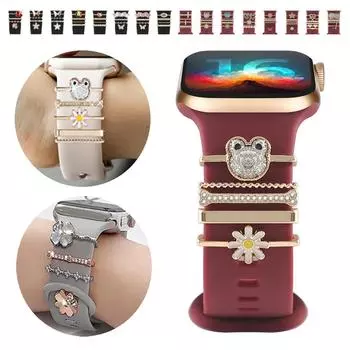 Металлическое декоративное кольцо для ремешка для Apple Watch, ремешок для Samsung Watch, ремешок для Huawei Watch, декоративные подвески, ювелирные изделия с бриллиантами для iWatch 1