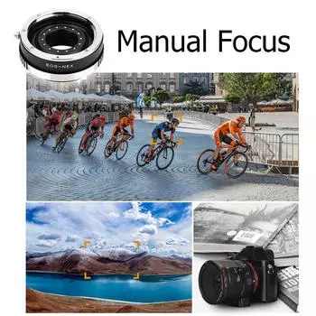 Металлическое кольцо-адаптер для крепления объектива EOS-NEX с ручной фокусировкой, совместимое с объективами Canon EF Mount на Sony NEX чёрный