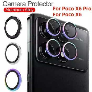 Металлическое кольцо для объектива, защитное стекло для Xiaomi Poco X6 Pro, Защитная пленка для объектива камеры Poco X6 5G, задняя крышка объектива For Poco X6 5G серебряный