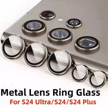 Металлическое кольцо объектива Стекло для Samsung Galaxy S24 Ultra S24 Plus Полное покрытие объектива камеры Защитное стекло S23Ultra S23FE Защитный колпачок For A34