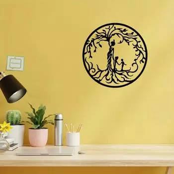 Металлическое настенное искусство «Дерево жизни» – элегантные поделки из железа для декора комнаты, настенного декора и стильного украшения стен чёрный