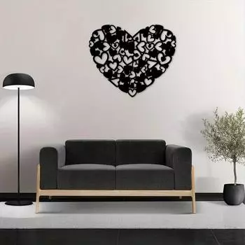 Металлическое настенное искусство Heart of Hearts — идеальный подарок для домашнего декора гостиной, спальни и столовой чёрный