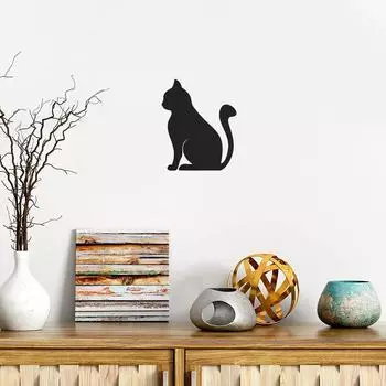 Металлическое настенное искусство - Кот - Изысканное металлическое настенное искусство - Черная отделка - Идеально подходит для современного и модернового домашнего декора чёрный