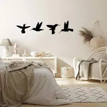 Металлическое настенное искусство «Пчелы и колибри» – элегантные железные поделки для декора птиц, уникальное железное искусство для стильного украшения стен светло-серый