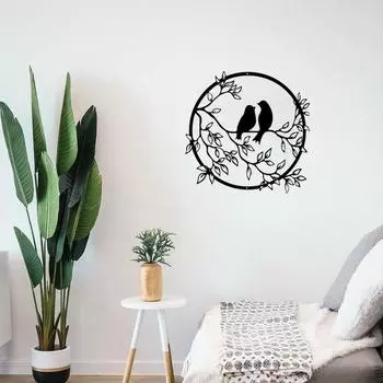 Металлическое настенное искусство «Птица на ветке дерева» — потрясающий декор для гостиной, офиса и дома, идеально подходит для новоселья светло-серый