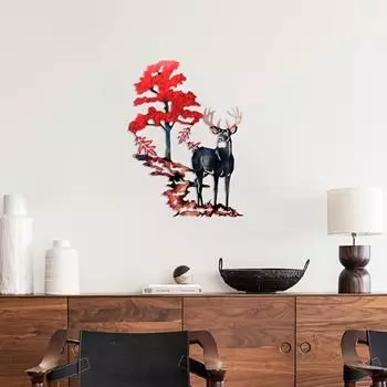 Металлическое настенное искусство с белохвостым оленем — внутреннее украшение | Украшения для дома и подвесные металлические изделия в виде оленя-феи для стильного декора сливовый