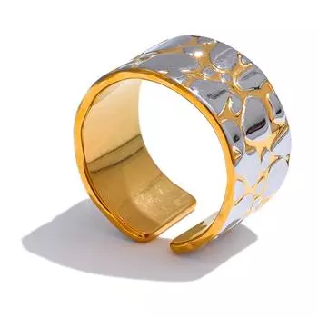 Металлическое широкое двойное цветное кольцо из нержавеющей стали для женщин, 18 К PVD-покрытие, персонализированное ювелирное изделие, подарок 6