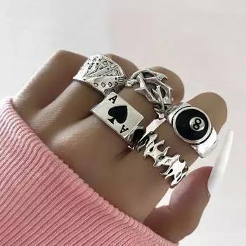 Металлическое темное модное хип-хоп кольцо для мужчин, ретро состаренный скелет змея комплект колец One Size чёрный