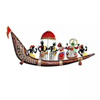 Металлическое Тиснение Живопись Дизайнер Многоцветный Музыкант На Корабле Большой Настенный Экспонат Статуэтка Традиционный Подарок Домашний Декор 36 х 14 х 1,5 дюйма 36 x 14 x 1.5 in