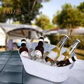 Металлическое ведро для льда, большое ведро для напитков для вечеринок, прочная емкость для напитков для любителей барбекю, прочное металлическое ведро для кемпинга и мероприятий на открытом воздухе 1pc