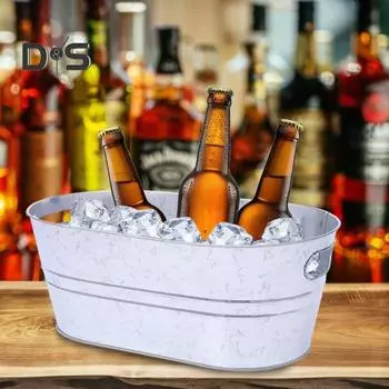 Металлическое ведро для льда, большое ведро для напитков для вечеринок, прочная емкость для напитков для любителей барбекю, прочное металлическое ведро для кемпинга и мероприятий на открытом воздухе 1pc