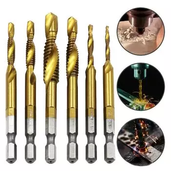 Метчик метрический спиральный металлический M4 6542 с титановым покрытием, спиральный, быстрорежущая сталь, метрический, ручной инструмент