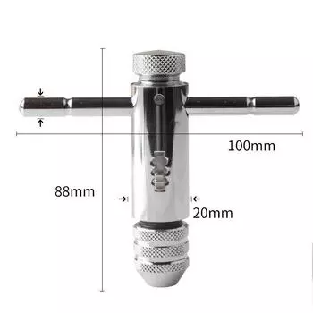 Метчик с регулируемой Т-образной рукояткой, трещоткой, держателем метчика, гаечным ключом, сверлами по металлу, инструментами для нарезания наружной и внутренней резьбы, набором метчиков-заглушек
