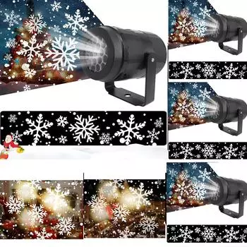 Метель, внутренняя вращающаяся проекционная лампа, рождественская снежинка, светодиодный проектор, домашний декор для вечеринки US