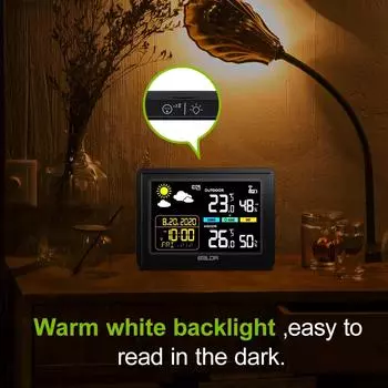 Метеостанция Baldr Беспроводной гигрометр для улицы/внутри помещения Цветной термометр Настенный будильник Прогноз давления Монитор тенденций