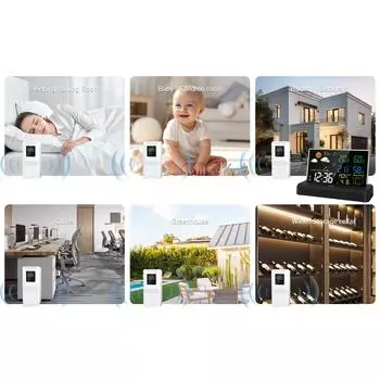 Метеостанция для измерения температуры и влажности в помещении и на улице с датчиком Домашний погодный термометр VA белый