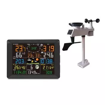 Метеостанция с беспроводным датчиком чёрный